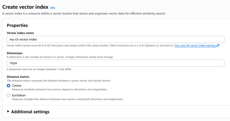 Creating S3 vector index